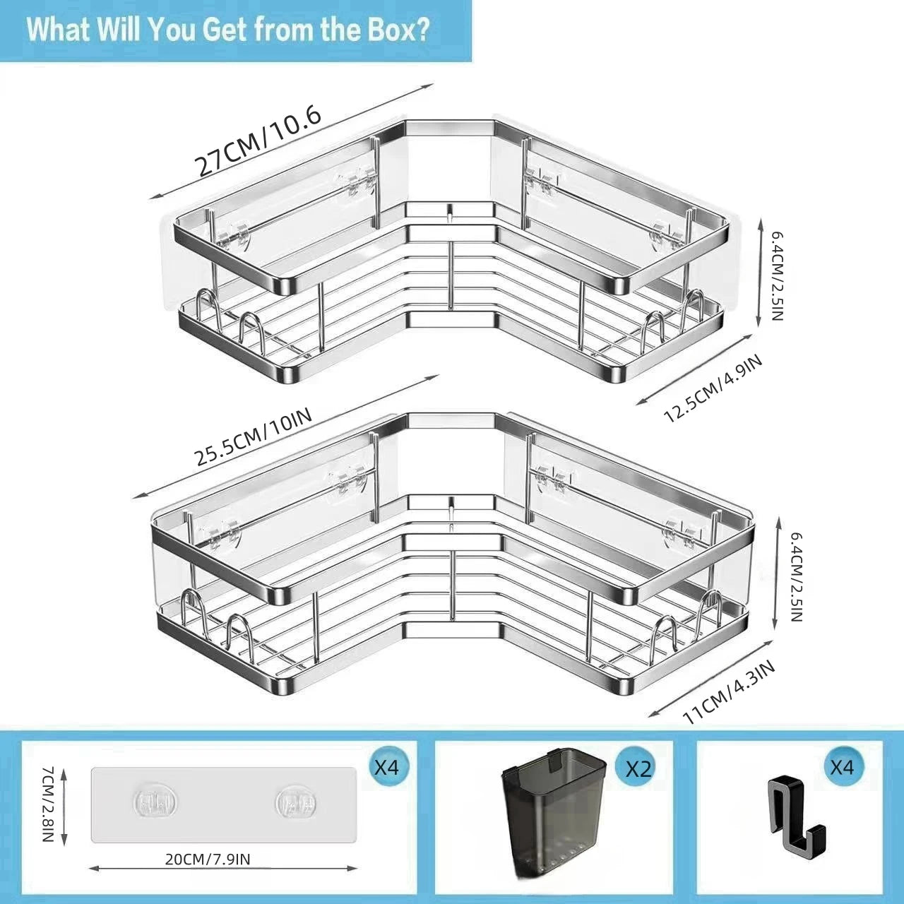 Stainless Steel Corner Shelf with Double Layer for Space Saving Storage in Any Room