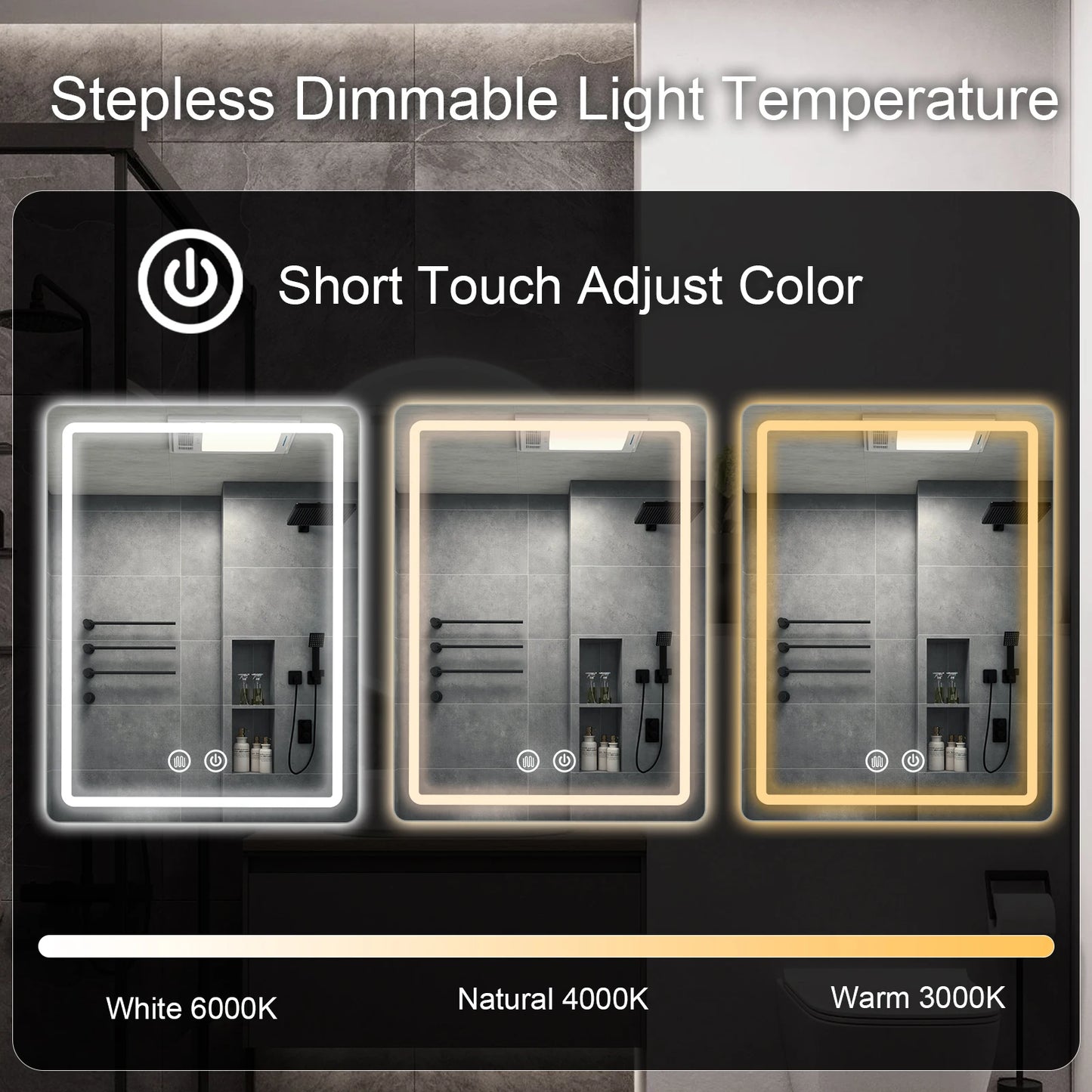 20x28 Inch LED Backlit Bathroom Mirror with Demister for Fog Free Flattering Lighting
