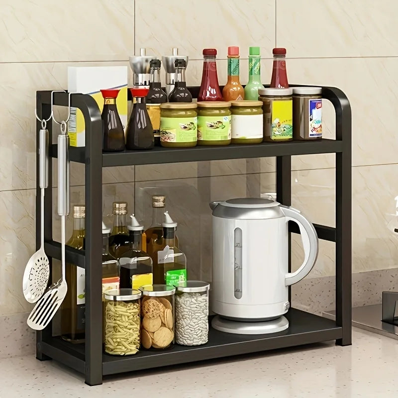 2 Tier Rustproof Metal Countertop Shelf for Stylish Space Saving Kitchen Organization
