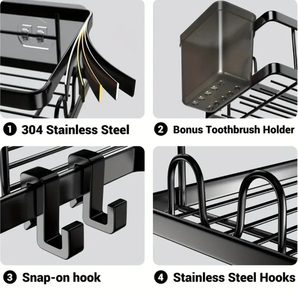 Stainless Steel Corner Shelf with Double Layer for Space Saving Storage in Any Room