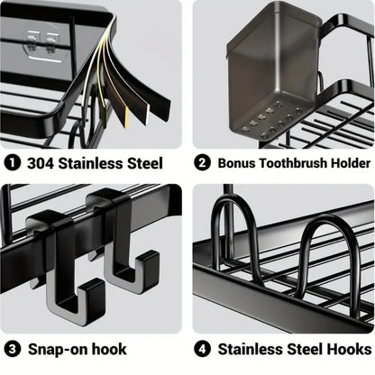 Stainless Steel Corner Shelf with Double Layer for Space Saving Storage in Any Room