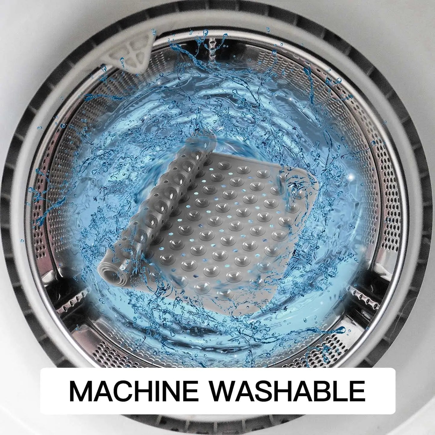 Nonslip Bathtub Mat with Suction Cups and Drain Holes for Safe Footing Every Shower