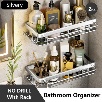 Rustproof Stainless Steel Suction Shower Rack for Bathroom Storage That Stays Put