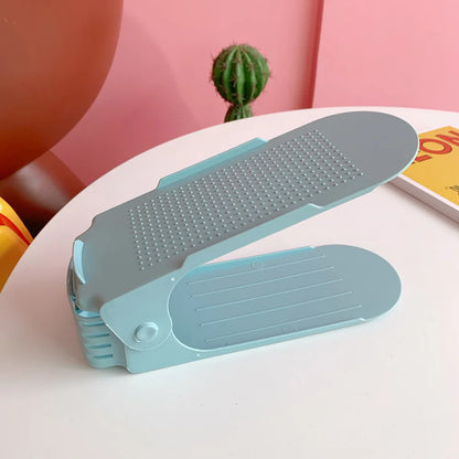 Adjustable Double Layer Plastic Shoe Rack for Modular Space Efficient Shoe Storage