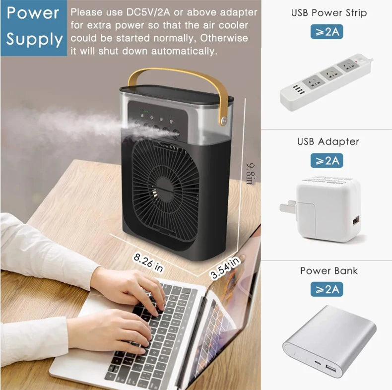 3 in 1 USB Desktop Cooling Fan and Humidifier to Stay Cool and Comfortable Anywhere