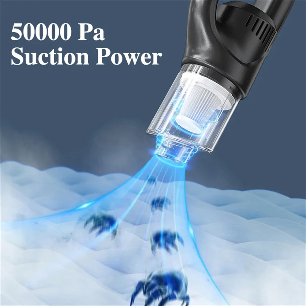 50000Pa Cordless Handheld Vacuum for Powerful Suction on Home Car and Pet Hair