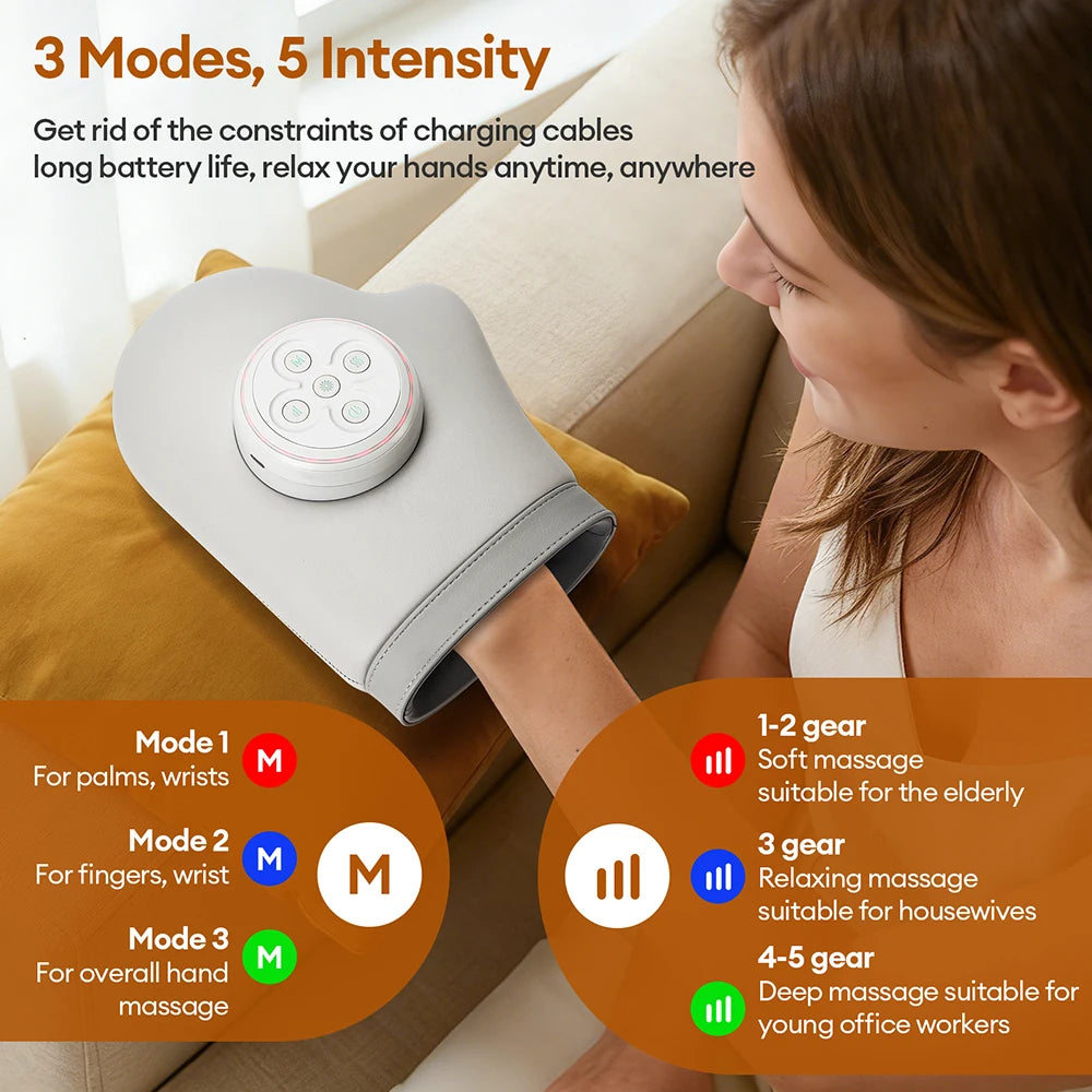 Electric Air Pressure Hand and Wrist Massager for Tension Relief with Acupoint Therapy