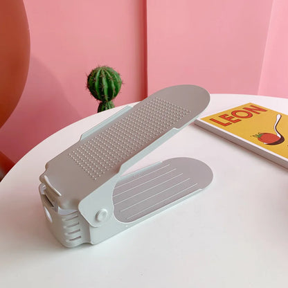 Adjustable Double Layer Plastic Shoe Rack for Modular Space Efficient Shoe Storage