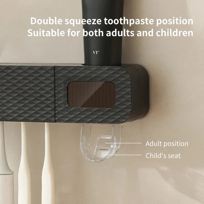 Wall Mounted Smart Toothbrush Drying Rack with Toothpaste Dispenser for a Hygienic Bathroom