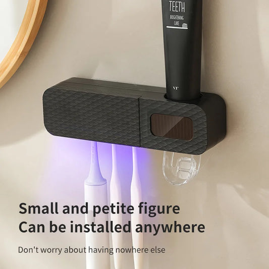 Wall Mounted Smart Toothbrush Drying Rack with Toothpaste Dispenser for a Hygienic Bathroom