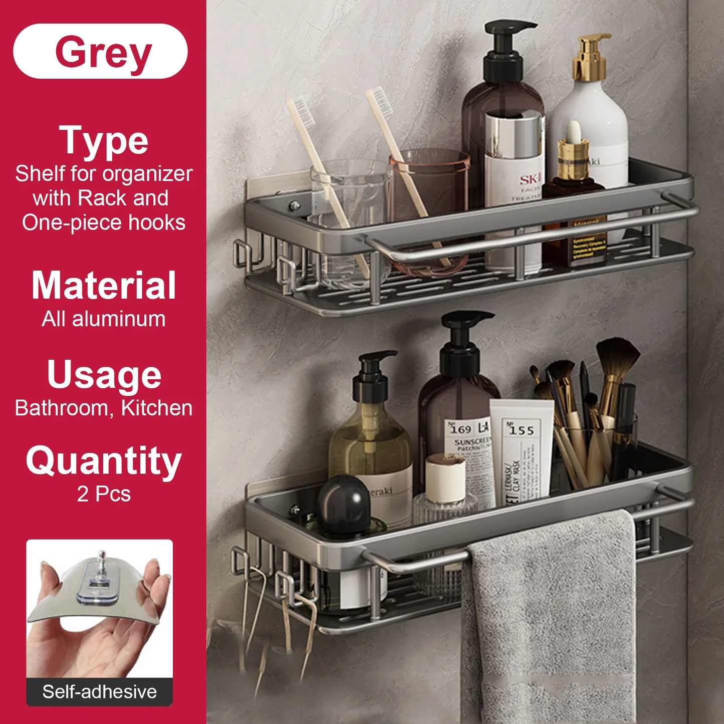 Rustproof Stainless Steel Suction Shower Rack for Bathroom Storage That Stays Put