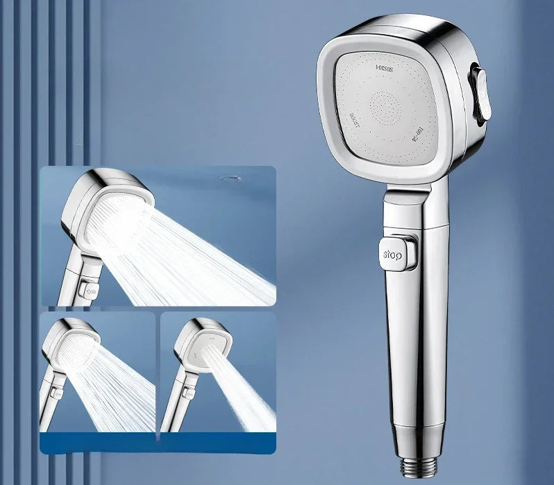 3 Mode High Pressure Water Saving Shower Head with One Touch Flow Control