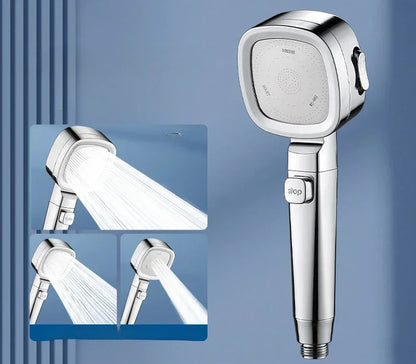 3 Mode High Pressure Water Saving Shower Head with One Touch Flow Control