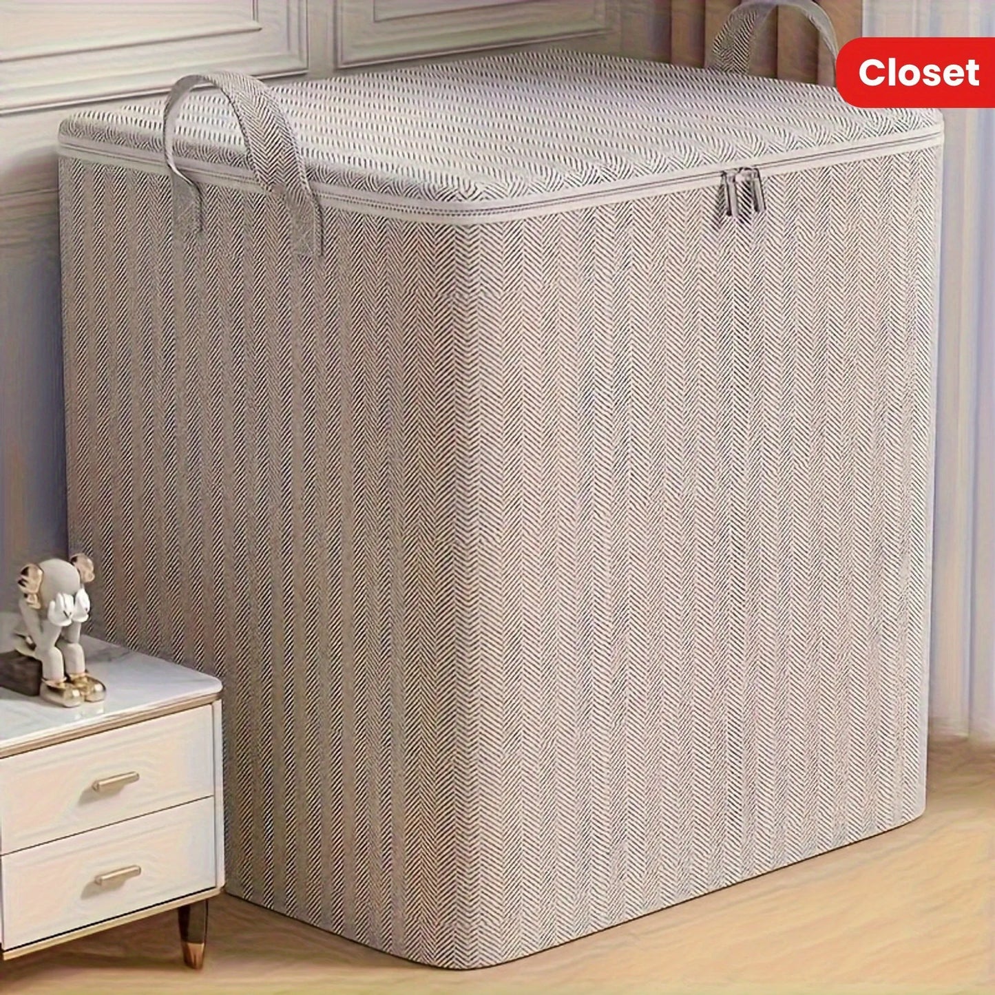 Extra Large Lidded Storage Box for Durable Space Saving Organization of Clothes and Bedding