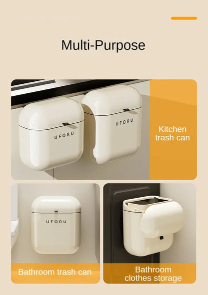 Wall Mounted Kitchen Trash Can with Lid for Space Saving No Bend Waste Disposal