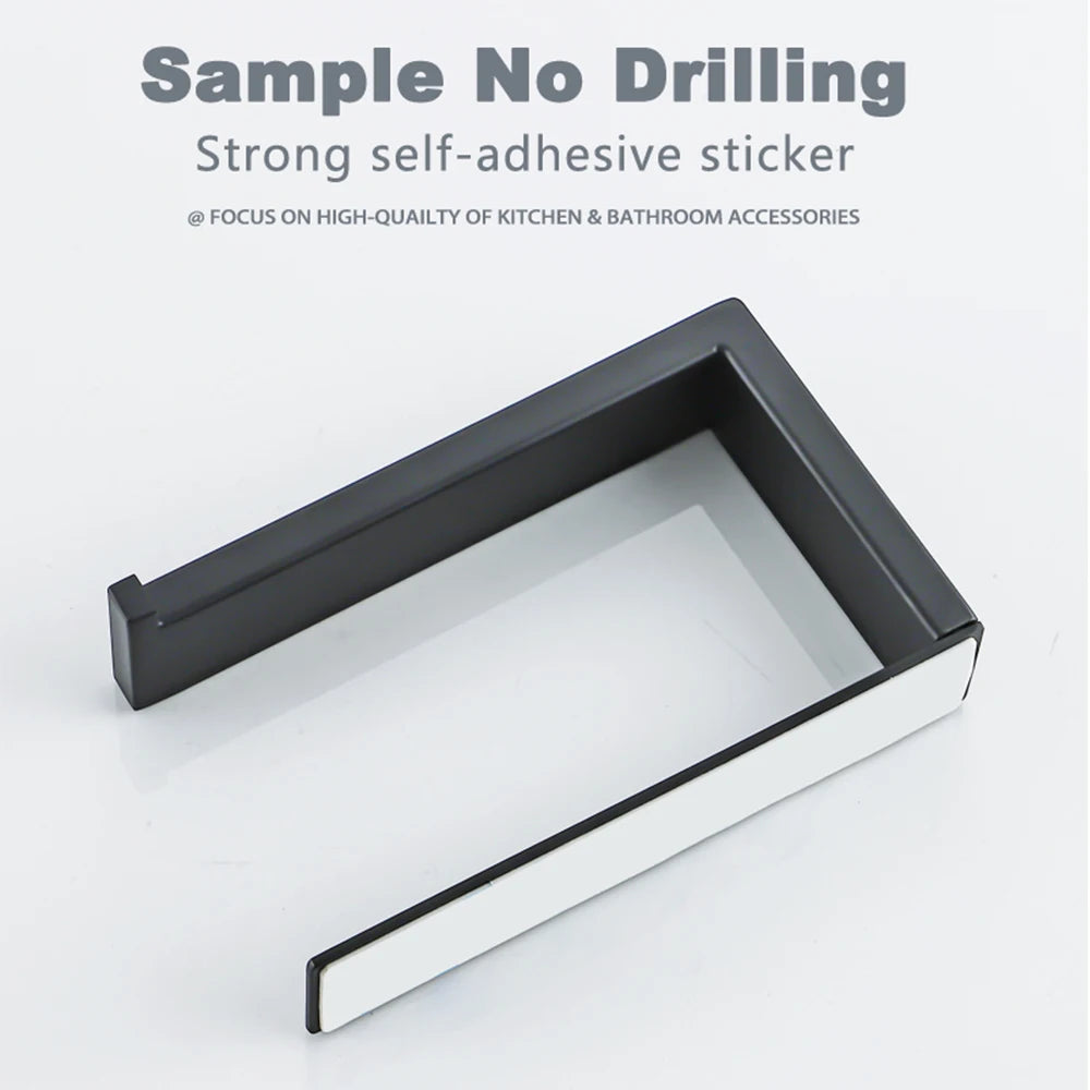 Matte Black Stainless Steel Toilet Paper Holder with Easy Damage Free Install