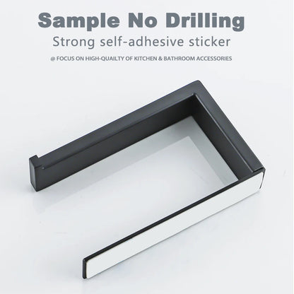 Matte Black Stainless Steel Toilet Paper Holder with Easy Damage Free Install