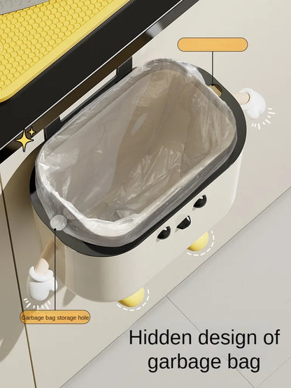 Wall Mounted Kitchen Trash Can with Lid for Space Saving No Bend Waste Disposal
