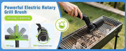 Cordless Electric BBQ Grill Brush for Deep Cleaning Heavy Grease Effortlessly