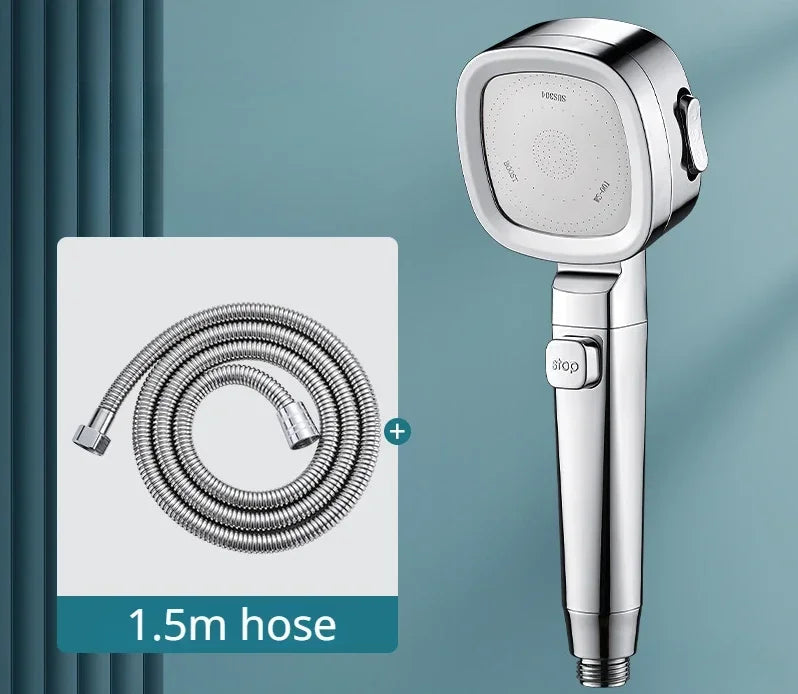 3 Mode High Pressure Water Saving Shower Head with One Touch Flow Control