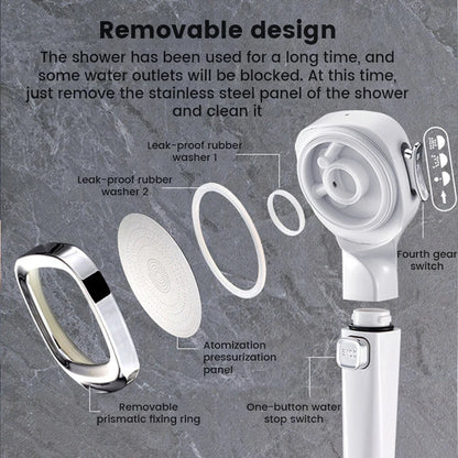 3 Mode High Pressure Water Saving Shower Head with One Touch Flow Control