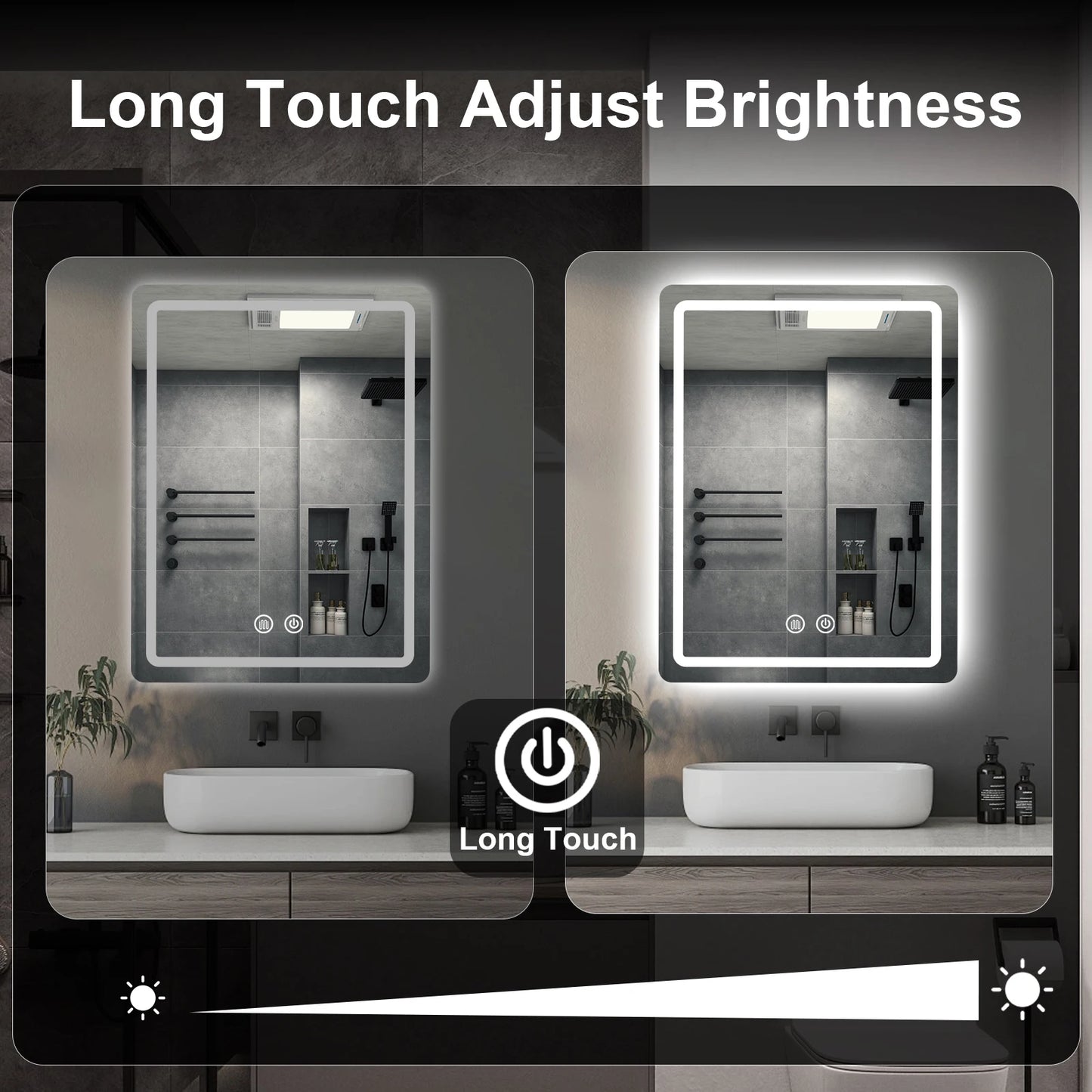 20x28 Inch LED Backlit Bathroom Mirror with Demister for Fog Free Flattering Lighting