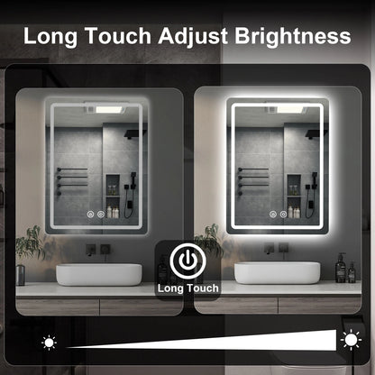 20x28 Inch LED Backlit Bathroom Mirror with Demister for Fog Free Flattering Lighting