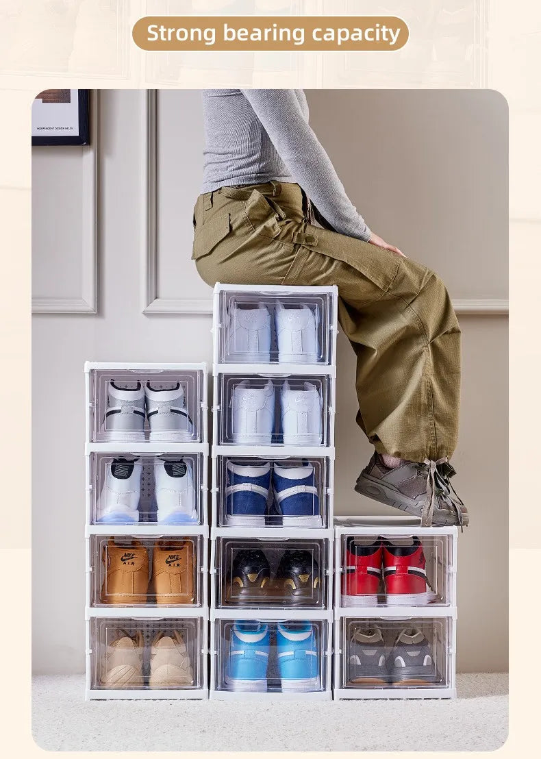 Stackable Clear Shoe Storage Boxes for Dustproof Space Saving Sneaker Organization