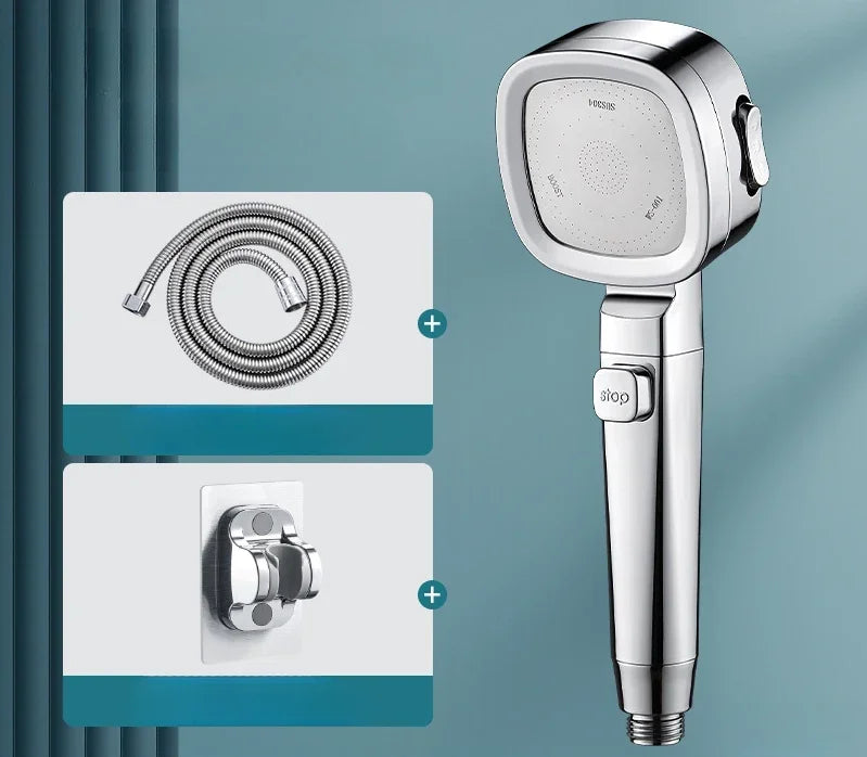3 Mode High Pressure Water Saving Shower Head with One Touch Flow Control