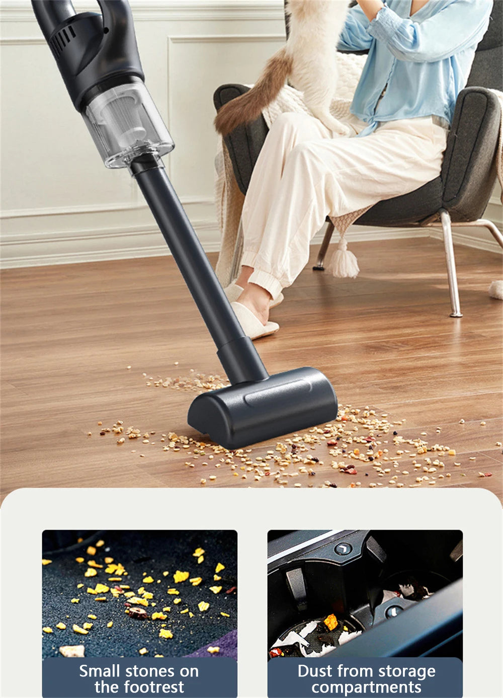 50000Pa Cordless Handheld Vacuum for Powerful Suction on Home Car and Pet Hair