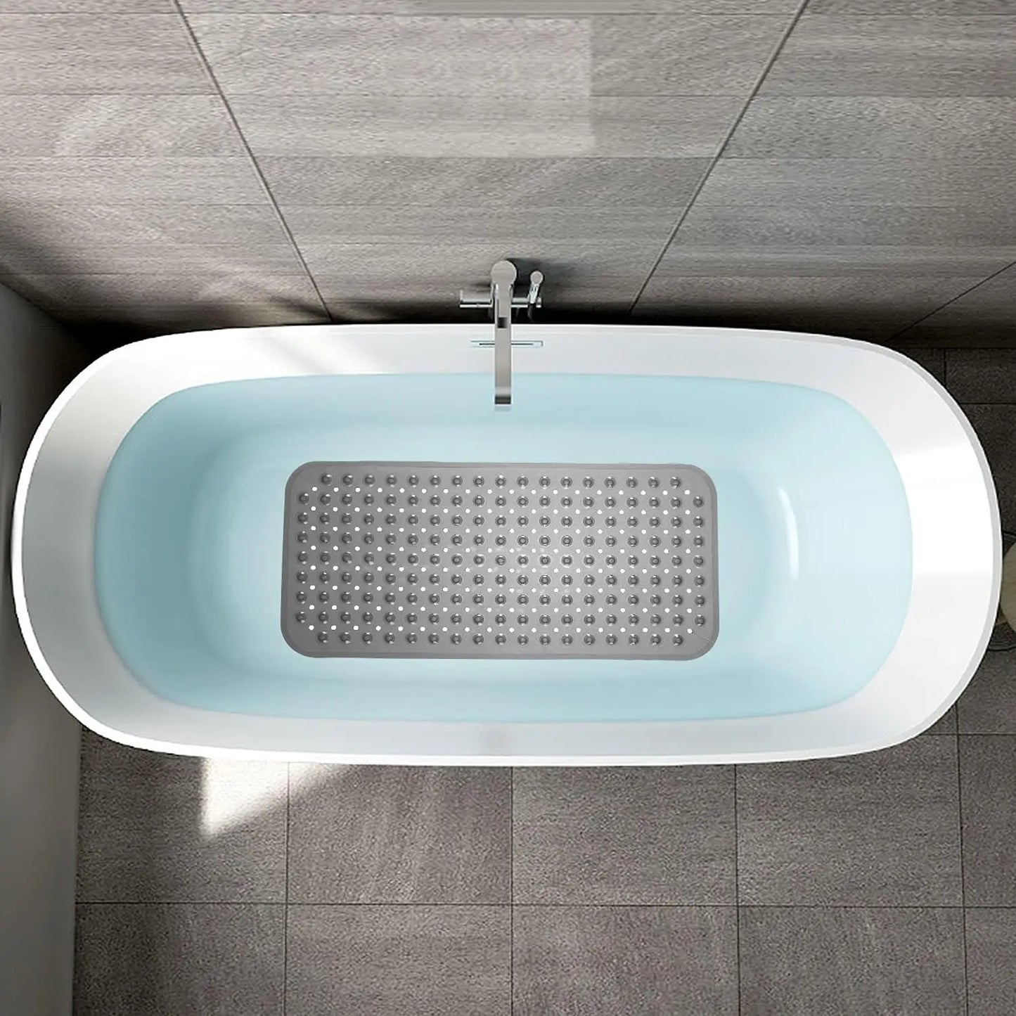 Nonslip Bathtub Mat with Suction Cups and Drain Holes for Safe Footing Every Shower