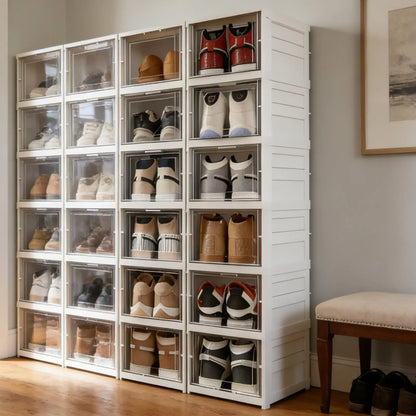 Stackable Clear Shoe Storage Boxes for Dustproof Space Saving Sneaker Organization