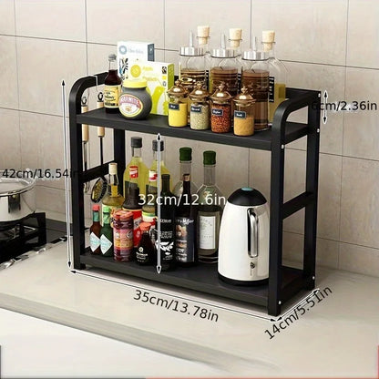 2 Tier Rustproof Metal Countertop Shelf for Stylish Space Saving Kitchen Organization