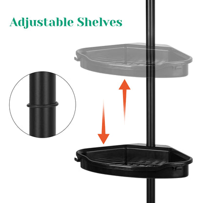 4 Tier Tension Pole Corner Shower Caddy for Maximum Bathroom Storage Without Drilling