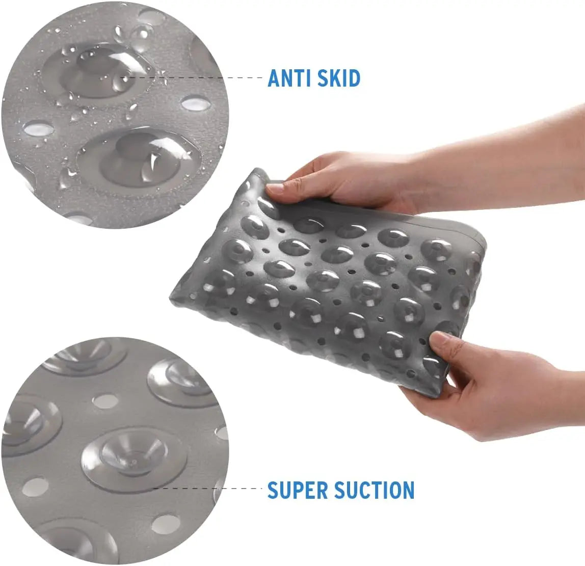 Nonslip Bathtub Mat with Suction Cups and Drain Holes for Safe Footing Every Shower