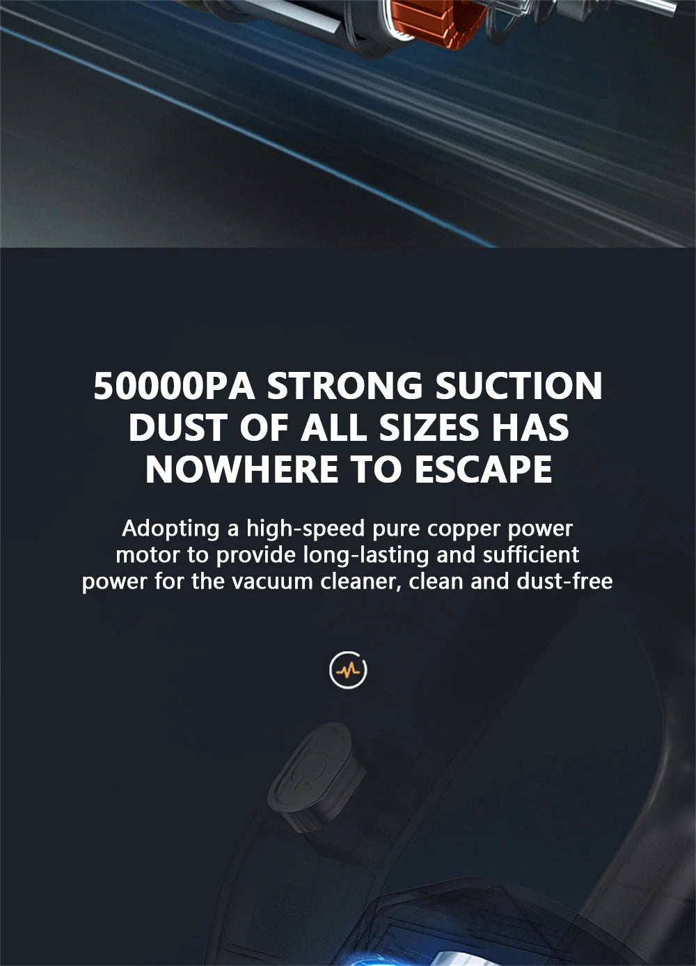 50000Pa Cordless Handheld Vacuum for Powerful Suction on Home Car and Pet Hair
