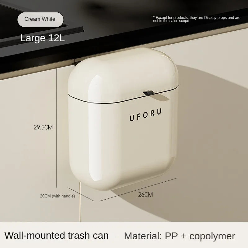 Wall Mounted Kitchen Trash Can with Lid for Space Saving No Bend Waste Disposal