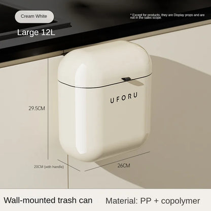 Wall Mounted Kitchen Trash Can with Lid for Space Saving No Bend Waste Disposal