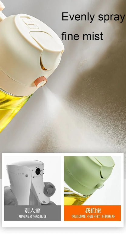 Olive Oil Mist Spray Bottle with Auto Lid for Precise Mess Free Cooking