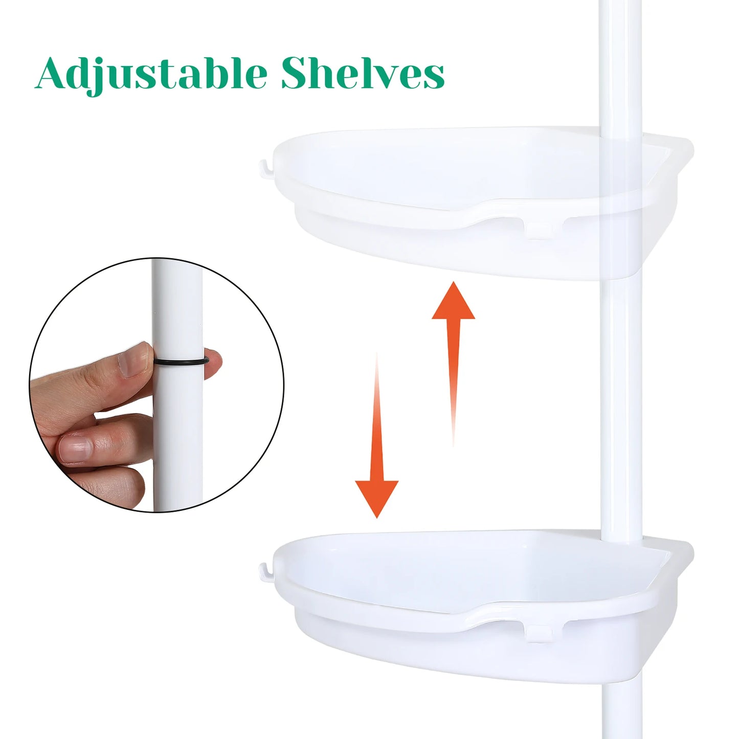 4 Tier Tension Pole Corner Shower Caddy for Maximum Bathroom Storage Without Drilling