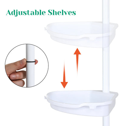 4 Tier Tension Pole Corner Shower Caddy for Maximum Bathroom Storage Without Drilling