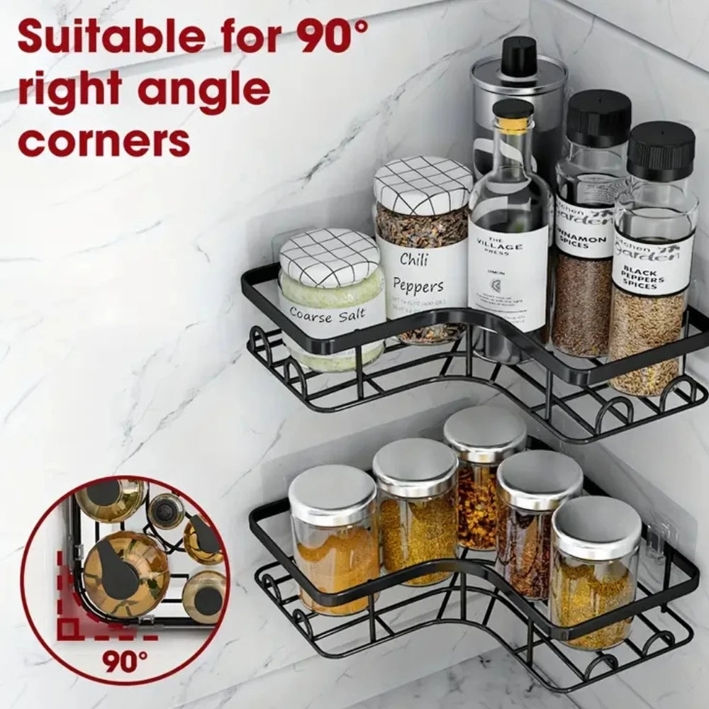 Stainless Steel Corner Shelf with Double Layer for Space Saving Storage in Any Room