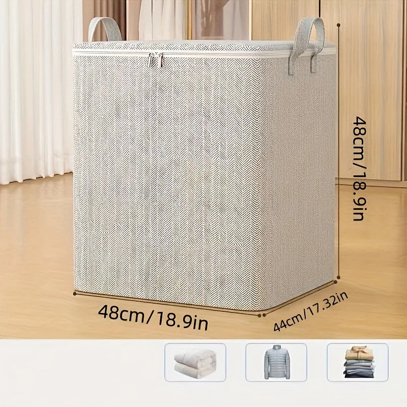 Extra Large Lidded Storage Box for Durable Space Saving Organization of Clothes and Bedding