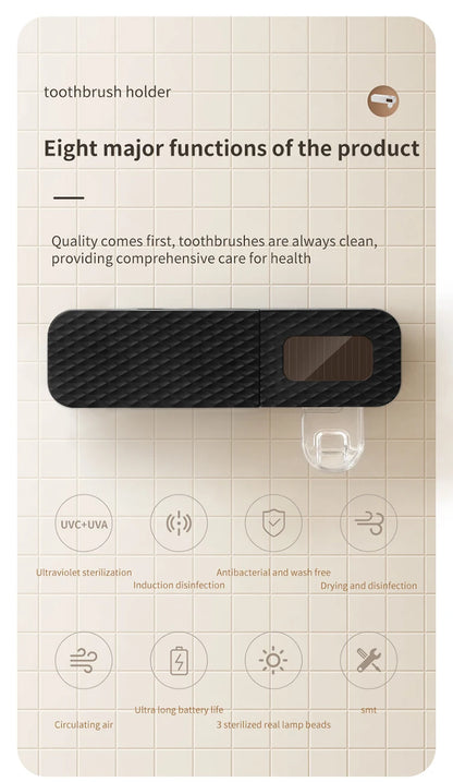 Wall Mounted Smart Toothbrush Drying Rack with Toothpaste Dispenser for a Hygienic Bathroom