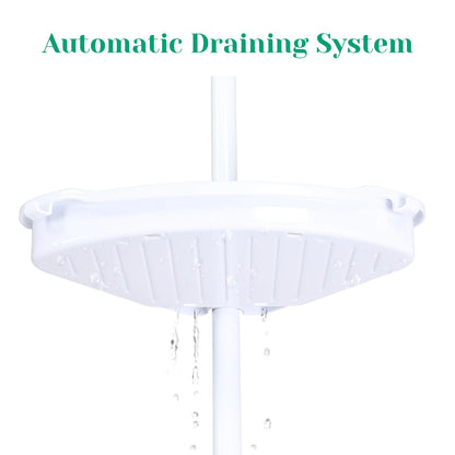 4 Tier Tension Pole Corner Shower Caddy for Maximum Bathroom Storage Without Drilling