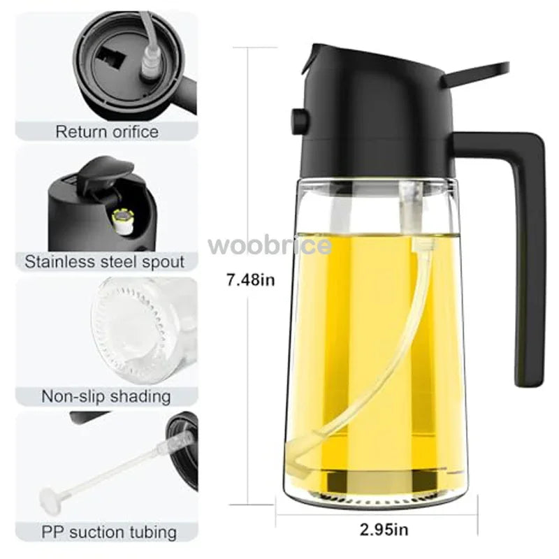 Olive Oil Mist Spray Bottle with Auto Lid for Precise Mess Free Cooking