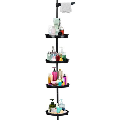 4 Tier Tension Pole Corner Shower Caddy for Maximum Bathroom Storage Without Drilling