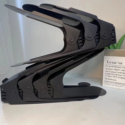 Adjustable Double Layer Plastic Shoe Rack for Modular Space Efficient Shoe Storage