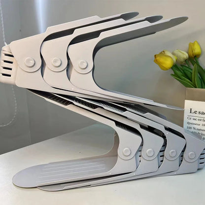 Adjustable Double Layer Plastic Shoe Rack for Modular Space Efficient Shoe Storage
