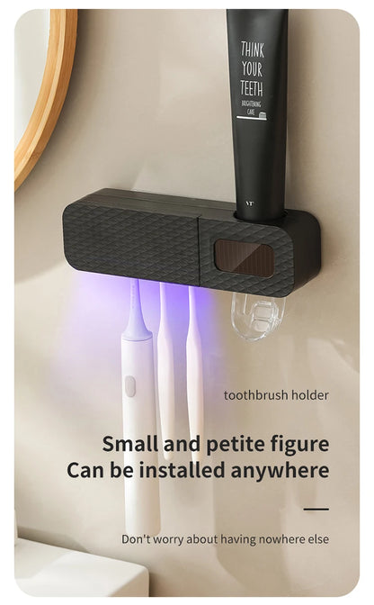Wall Mounted Smart Toothbrush Drying Rack with Toothpaste Dispenser for a Hygienic Bathroom